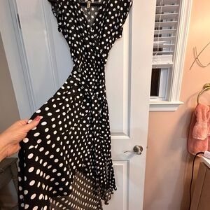 Black & White Polka Dot Wrap Dress - Classic Women's Dress